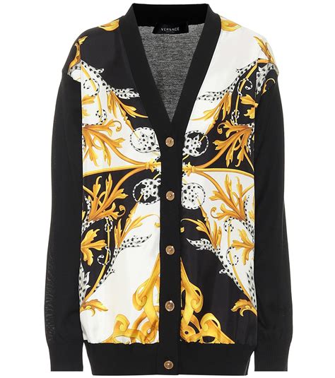 Versace Plunging Silk Blend Cardigan on SALE 